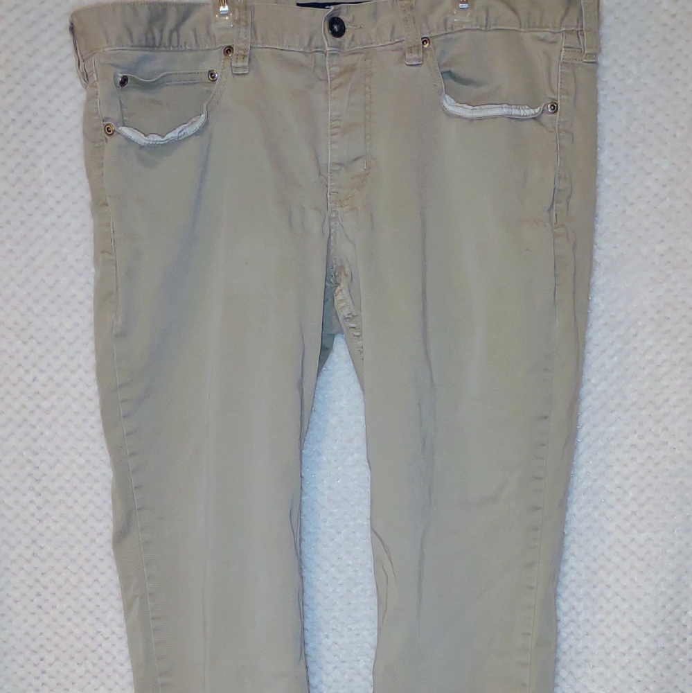 Rude Denim Stretch Jeans Mens Size 38 Skinny Straight Leg Color Beige 5 Pocket